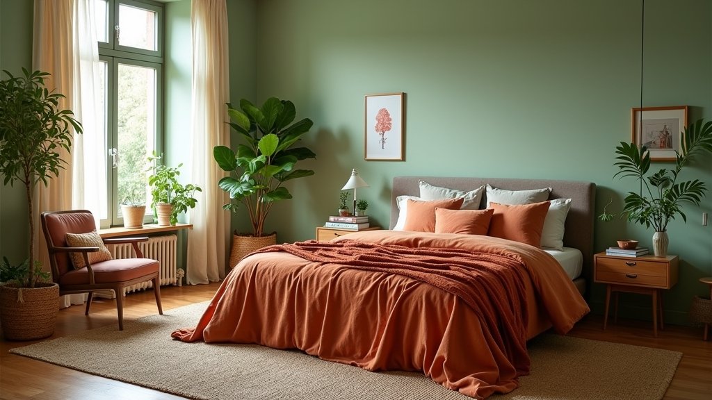 cozy green terracotta bedrooms