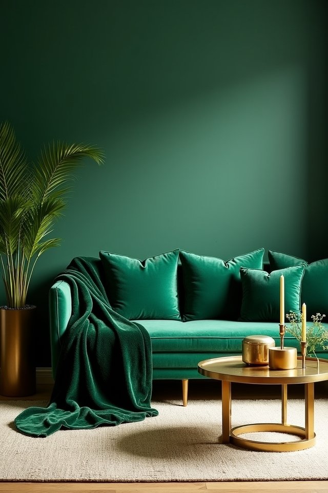cozy green velvet throws