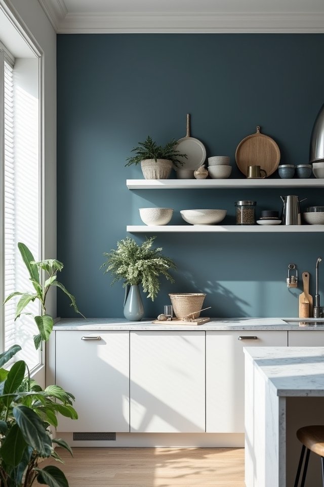 cozy grey blue kitchen accent