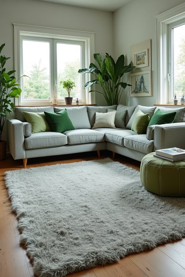 cozy grey green textured rugs