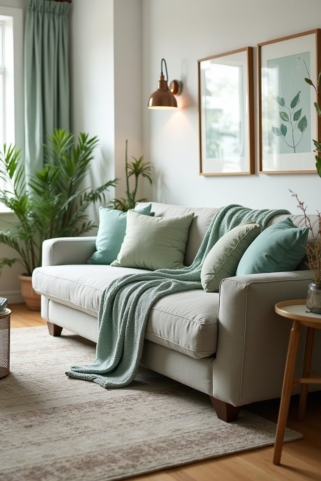 cozy grey sofa styling