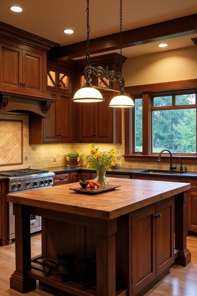 cozy handcrafted kitchen lighting
