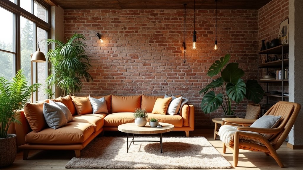 cozy industrial brick walls