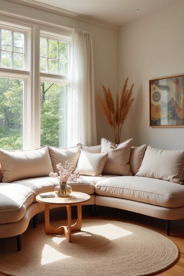 cozy inviting curved sectionals