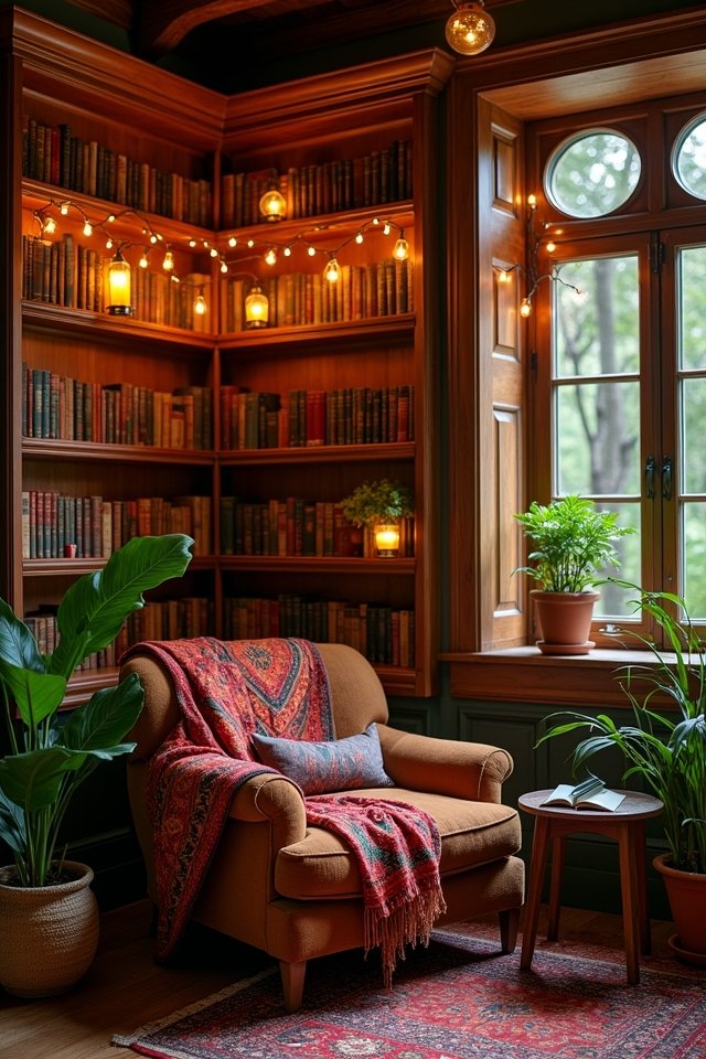cozy inviting library lighting