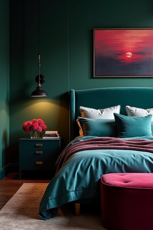 cozy jewel tone bedroom