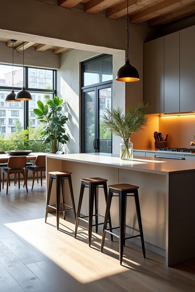 cozy kitchen living space connection