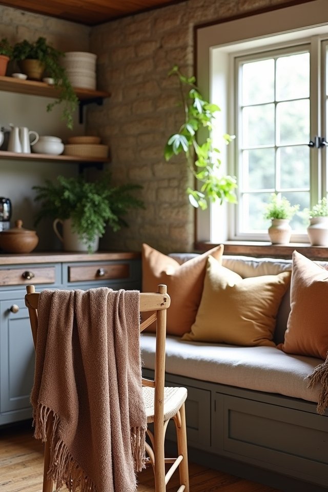cozy kitchen with throws
