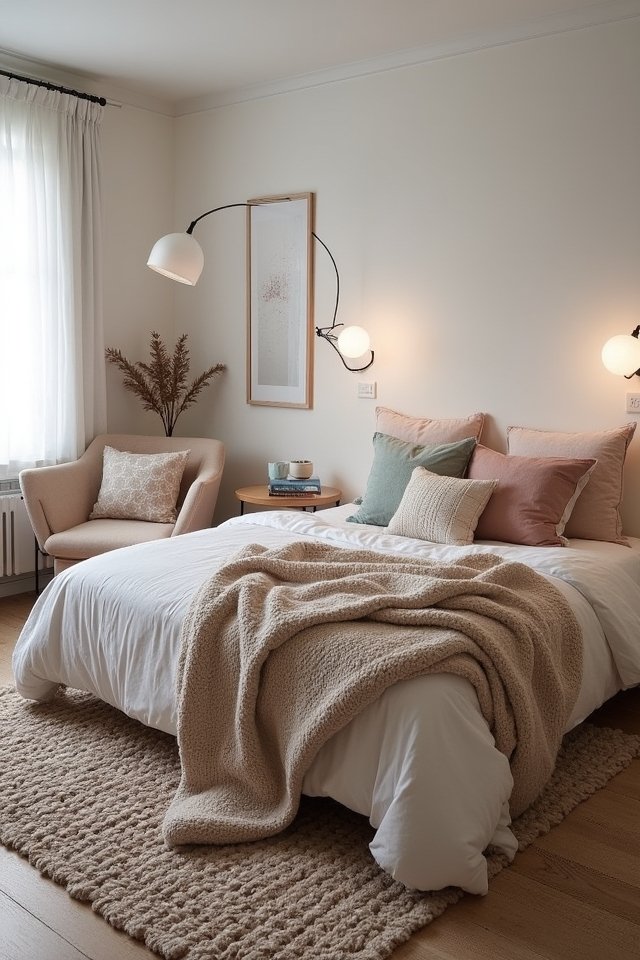 cozy layered bed textiles