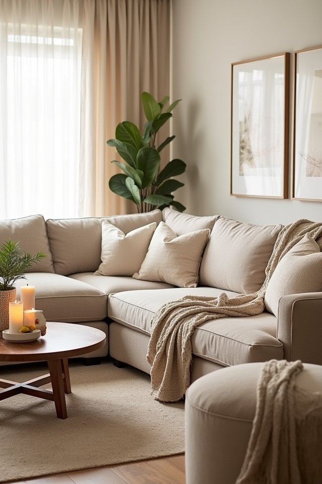 cozy layered beige fabrics