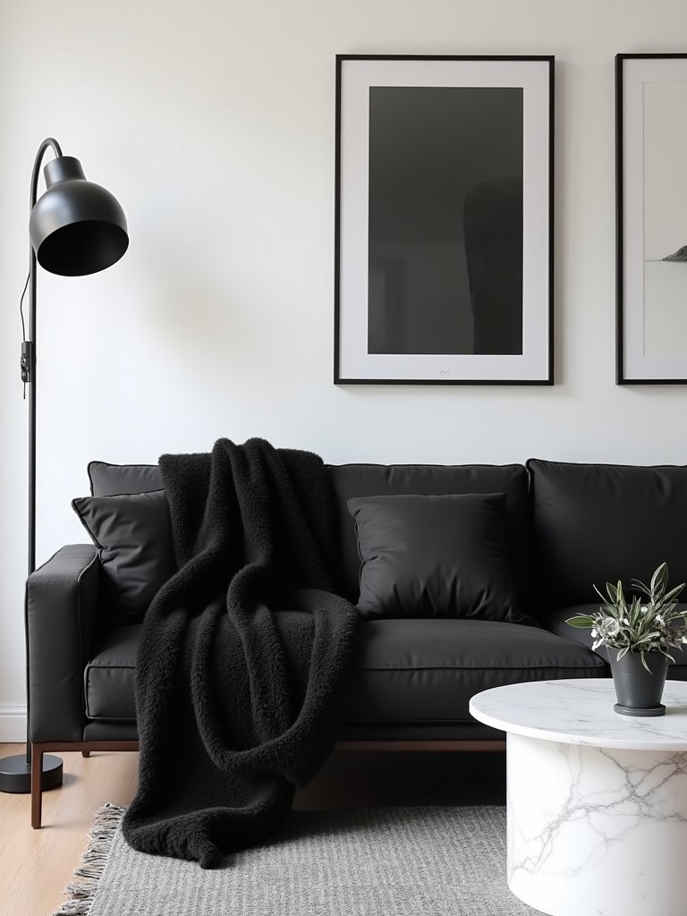 cozy layered black blankets