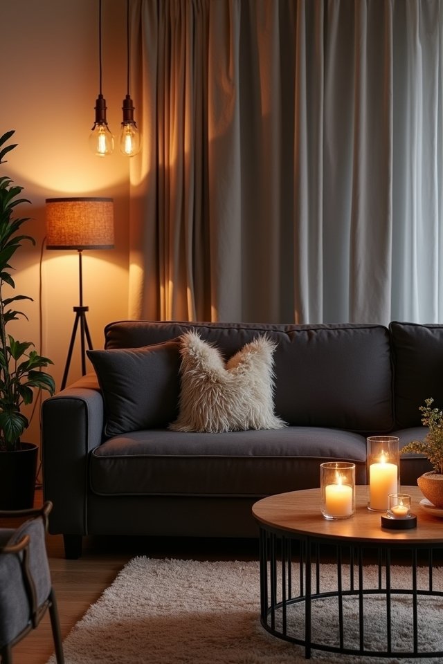 cozy layered lighting design