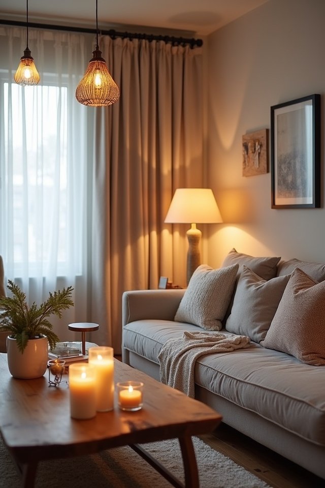 cozy layered lighting scheme