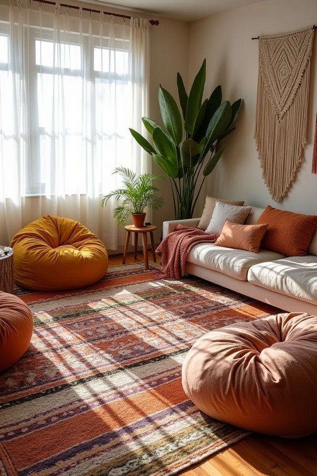 cozy layered rug textiles