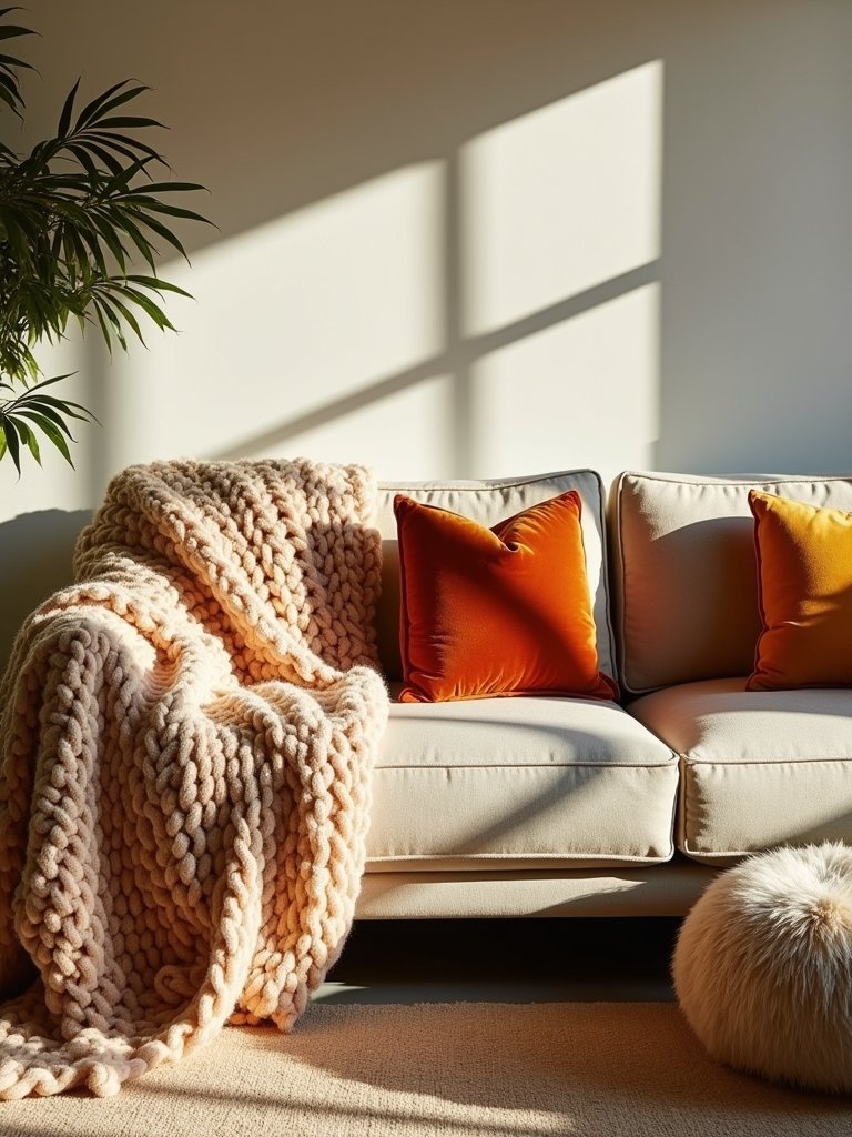 cozy layered soft textiles
