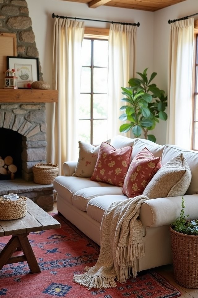 cozy layered textile decor