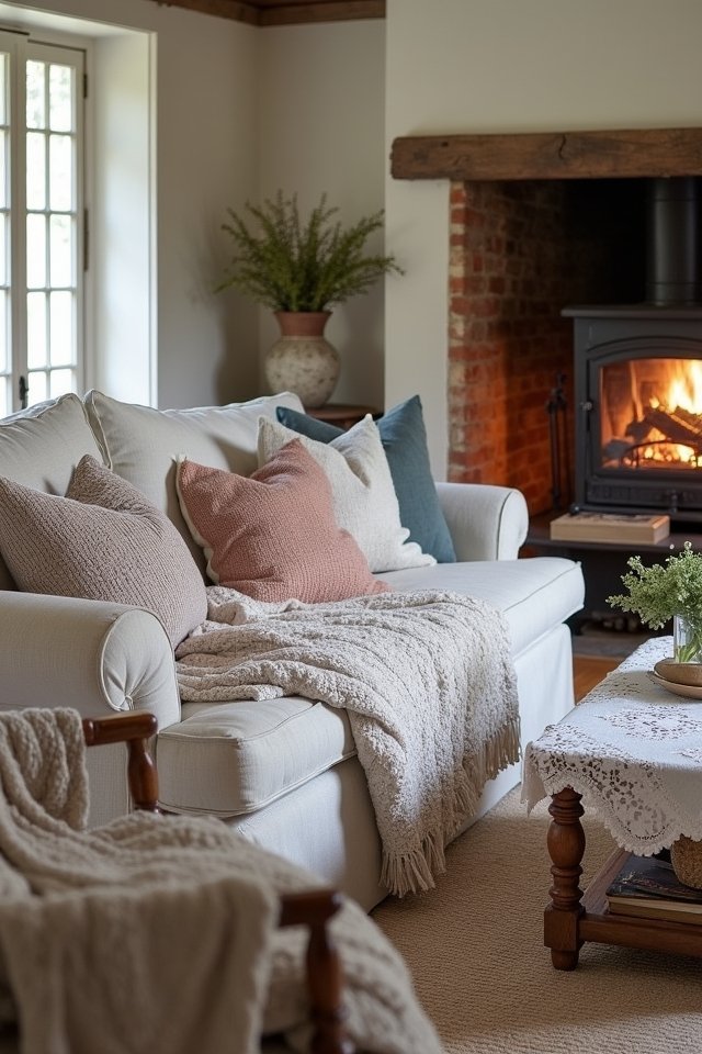 cozy layered textile decor