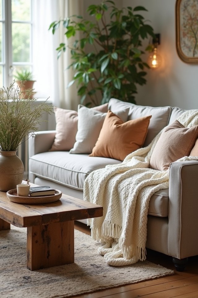cozy layered textile decor