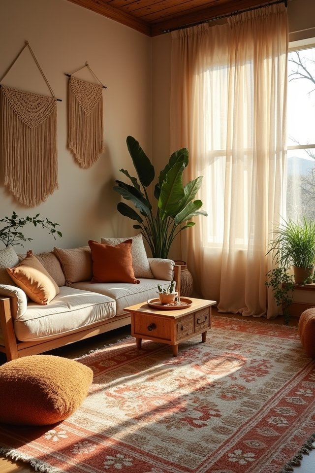 cozy layered vibrant rugs