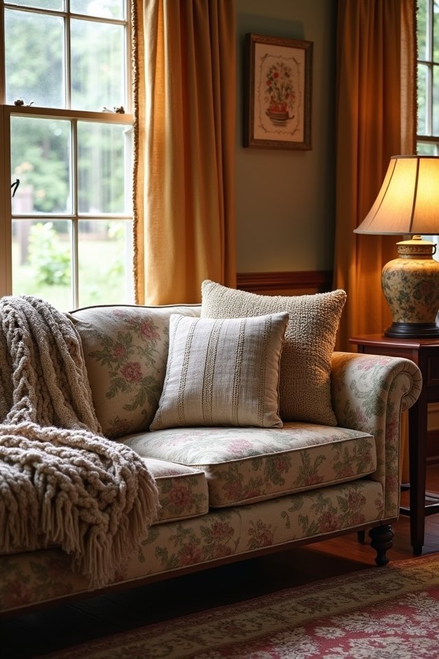 cozy layered vintage textiles