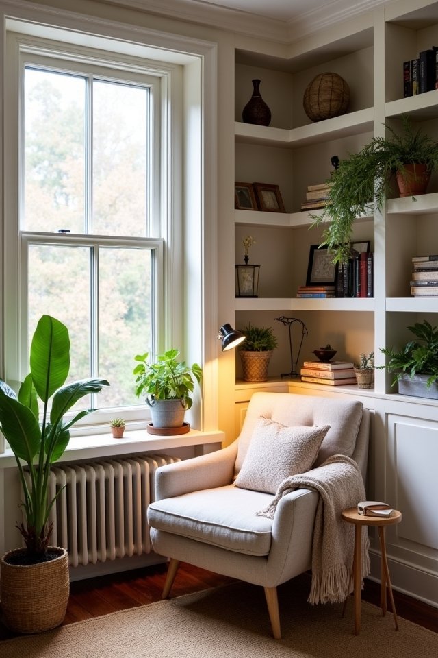 cozy literary display nook