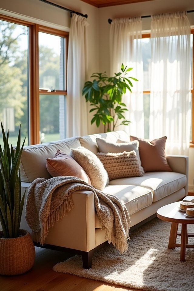 cozy living room textiles