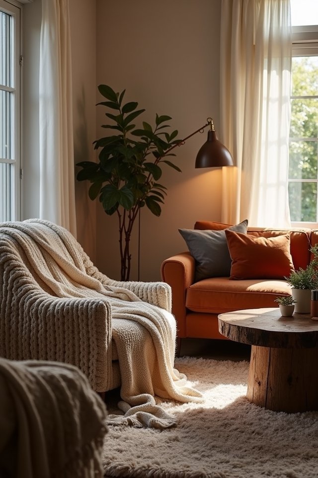 cozy living room textiles