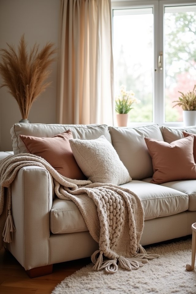 cozy living room textiles