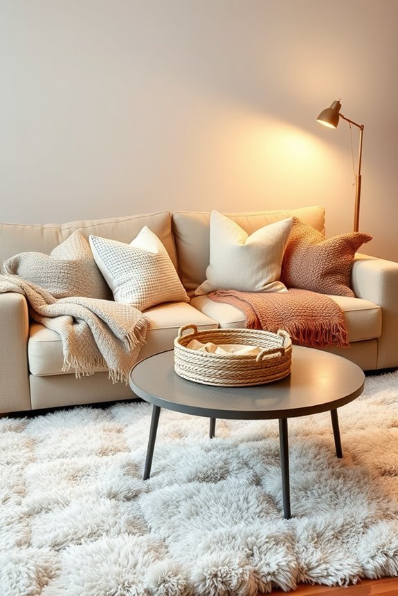 cozy living room textiles