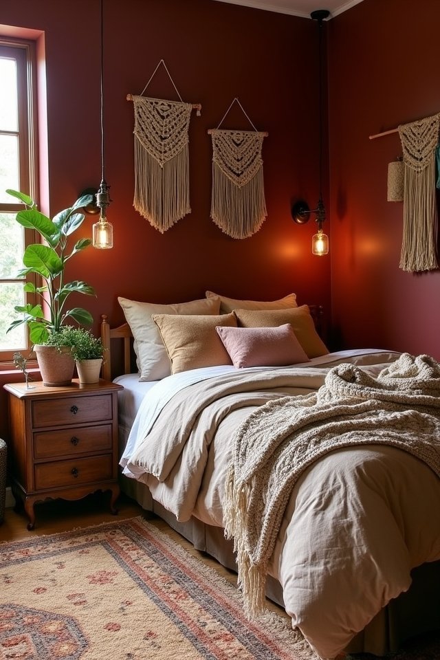cozy maroon earthy sanctuary
