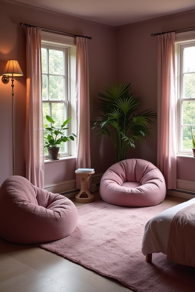 cozy mauve bean bags