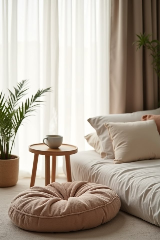cozy minimalist floor cushions