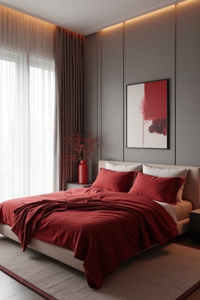 cozy minimalist red accents