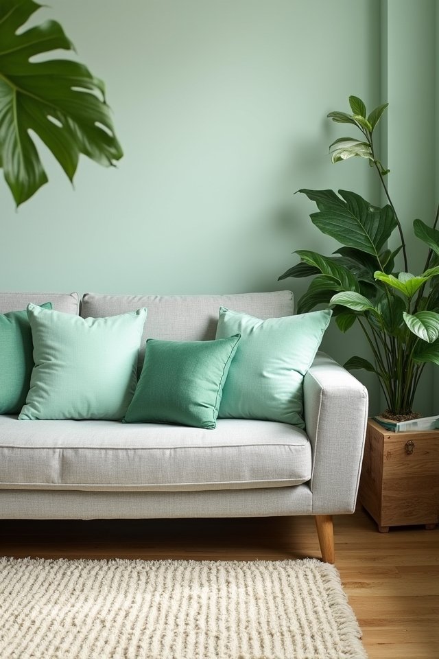 cozy mint green pillows