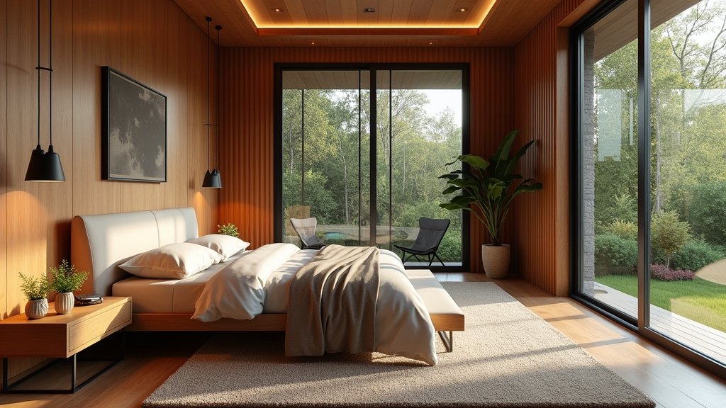 cozy modern bedroom panelling