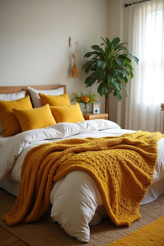 cozy mustard yellow textiles