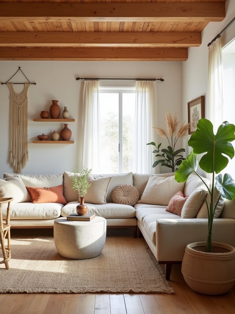 cozy natural materials living room