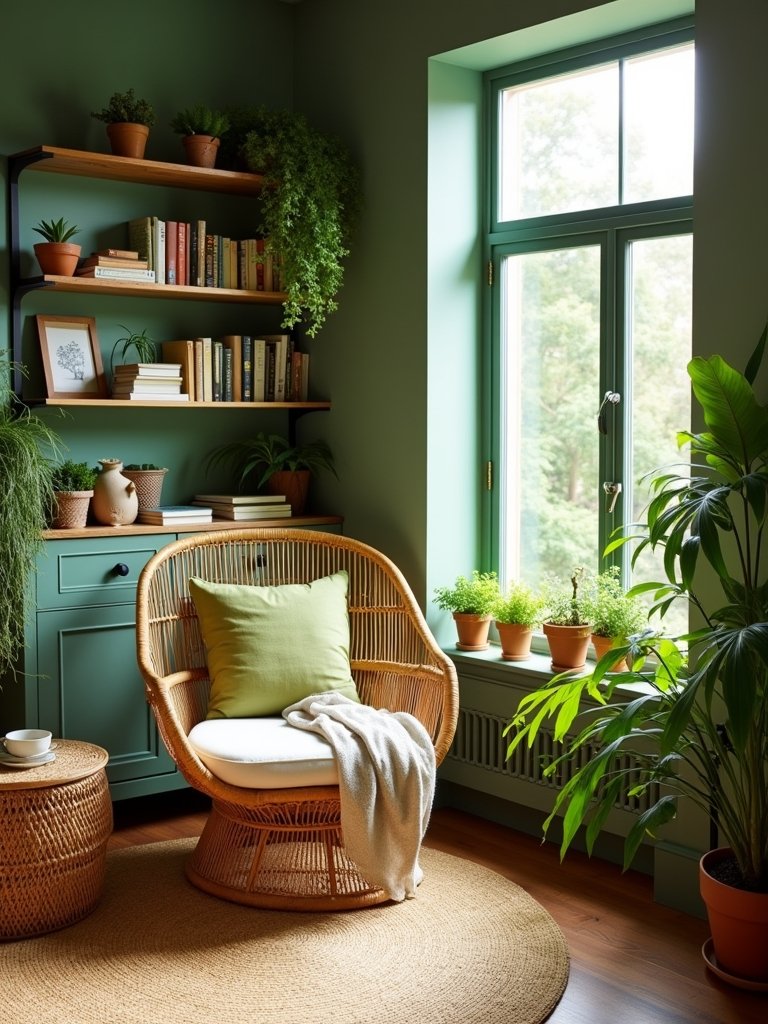 cozy natural reading nook