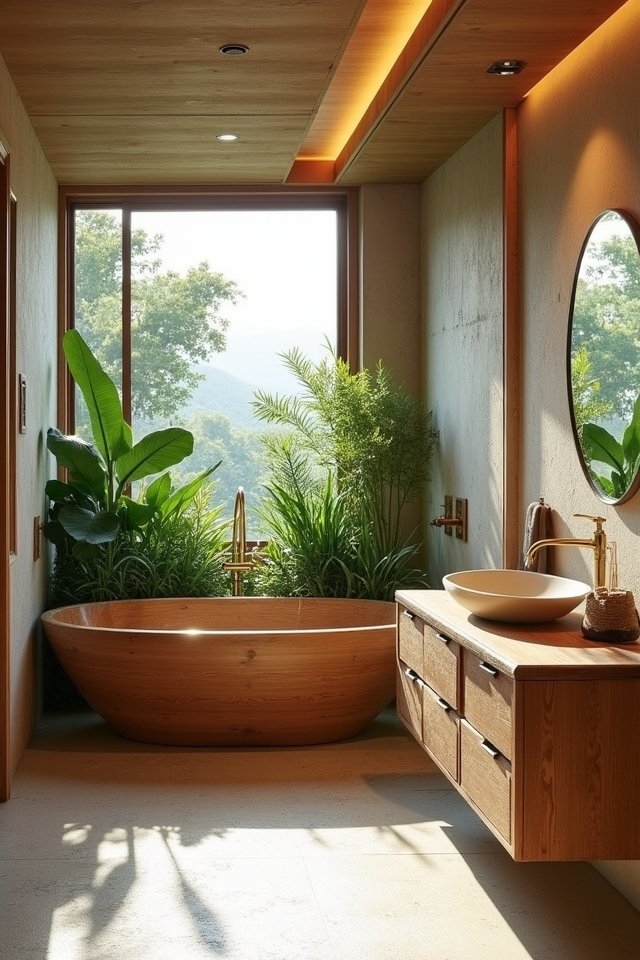 cozy nature inspired bathroom oasis