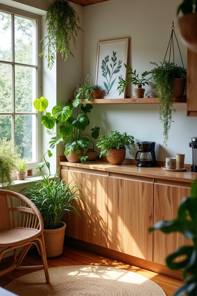 cozy nature inspired coffee nook