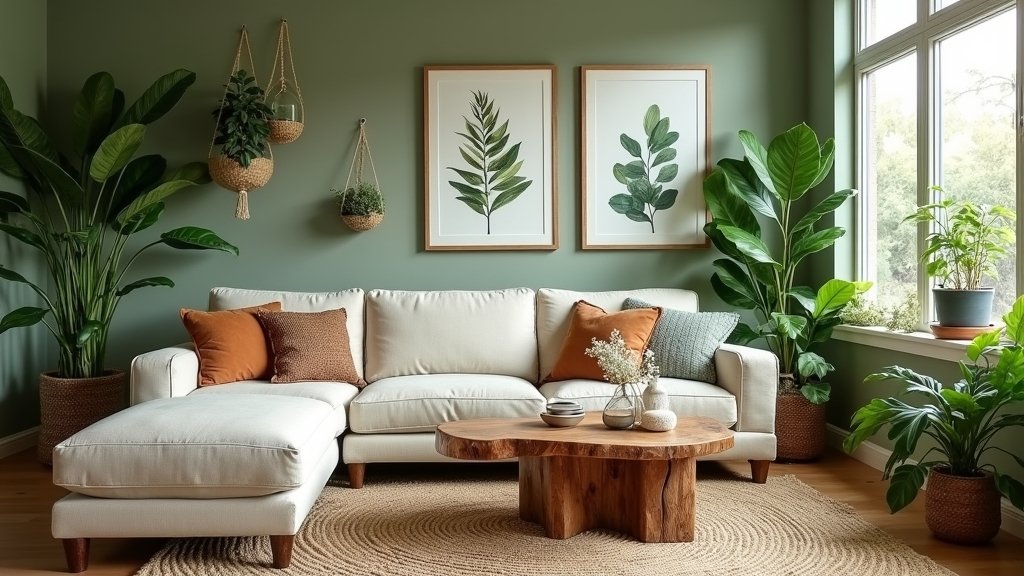 cozy nature inspired living room