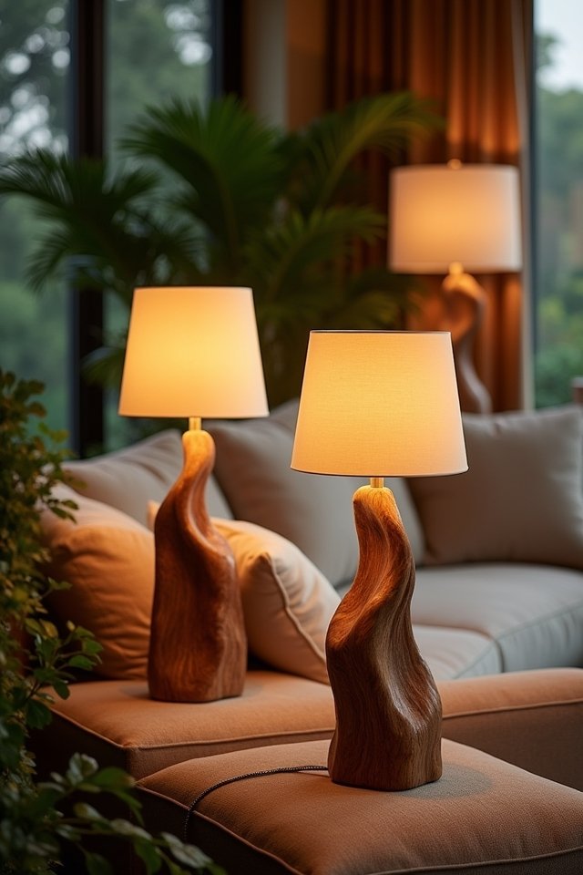 cozy nature inspired wood lamps
