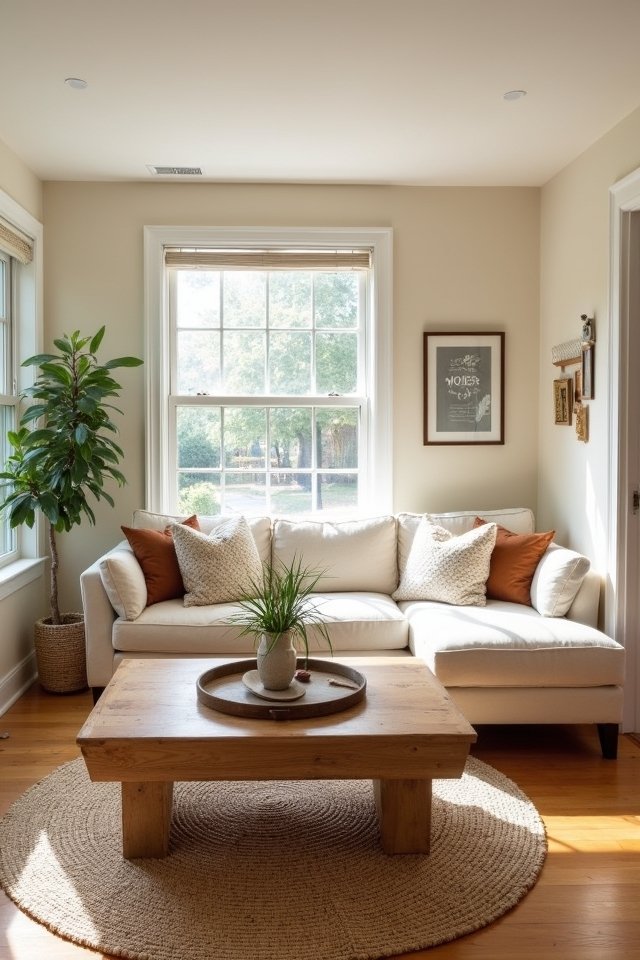 cozy neutral farmhouse living room