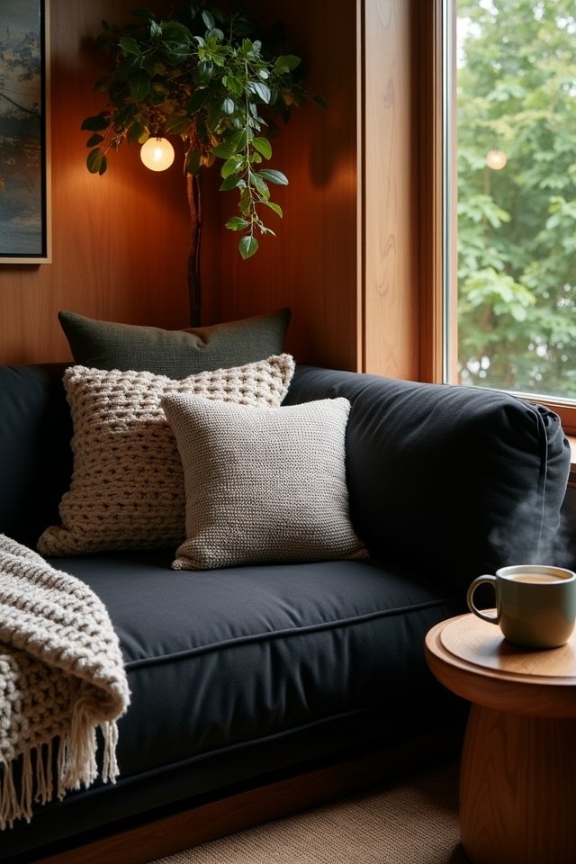 cozy nook with black seating