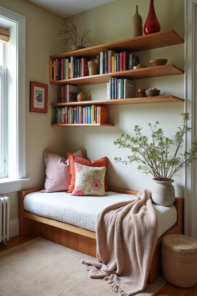 cozy nook with shelves