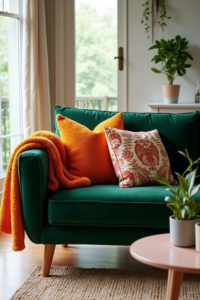 cozy orange blanket contrast