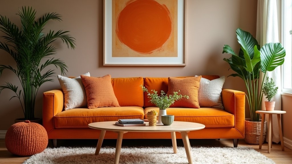 cozy orange living room decor