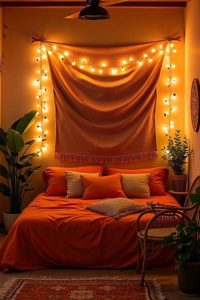 cozy orange string lights