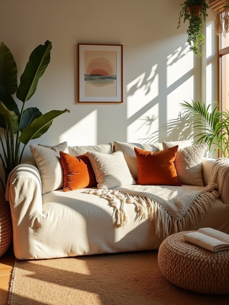 cozy pillows and throws