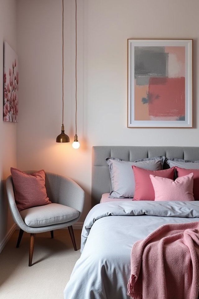 cozy pink and grey art